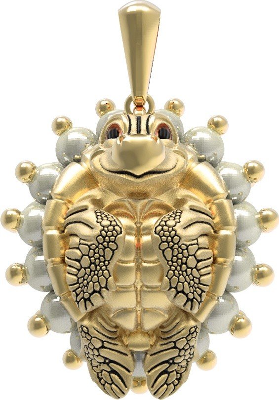 Подвеска из лимонного золота c эмалью и жемчугом