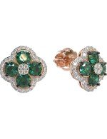 Серьги из золота c бриллиантами и изумрудом