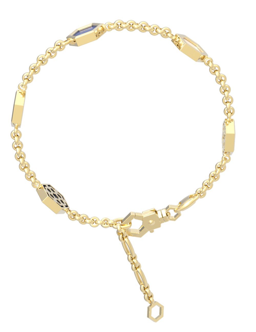 Браслет из лимонного золота c лазуритом и перламутром