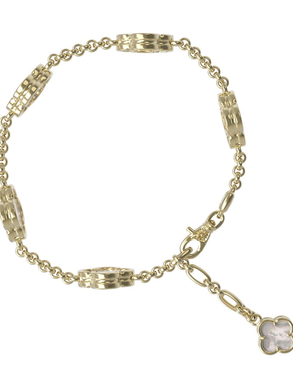 Браслет из лимонного золота c перламутром