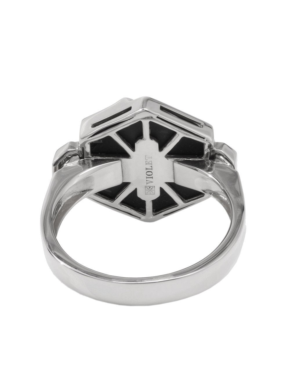 Кольцо из белого золота c бриллиантами и ониксом