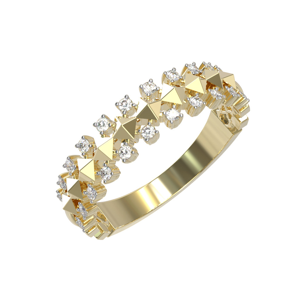 Кольцо из лимонного золота 585 пробы c бриллиантами