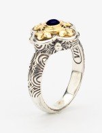 Кольцо из серебра и золота c сапфиром и рубином