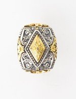 Кольцо из серебра и золота c рубином