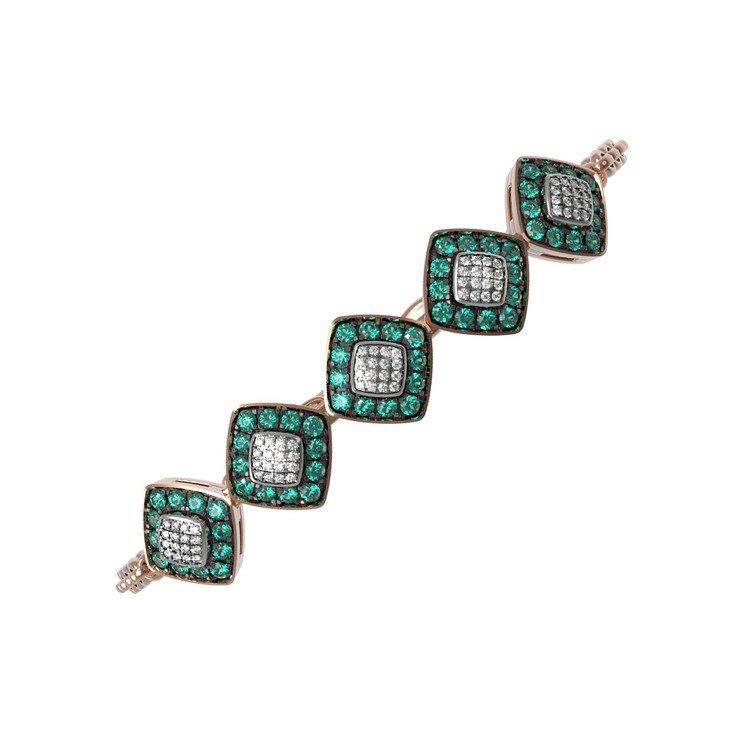 Браслет из красного золота 585 пробы c бриллиантами и изумрудом