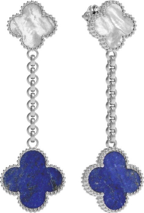 Серьги из белого золота c лазуритом и перламутром