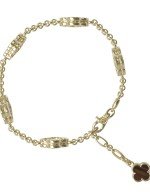 Браслет из лимонного золота c тигровым глазом и перламутром