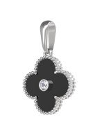 Подвеска из белого золота c бриллиантами и ониксом