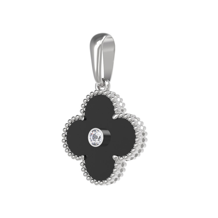 Подвеска из белого золота 585 пробы c бриллиантами и ониксом