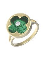 Кольцо из лимонного золота c бриллиантами и малахитом