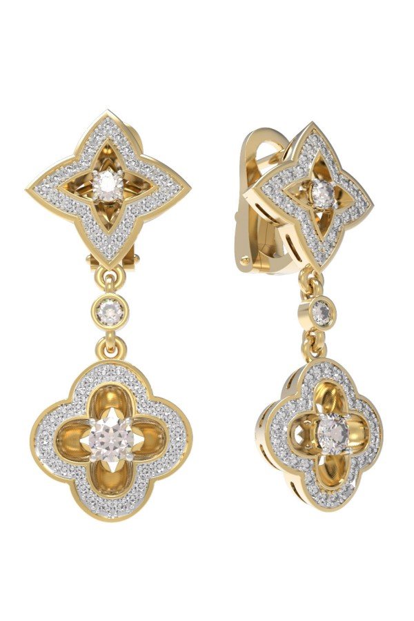 Серьги из лимонного золота c бриллиантами