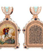 Образок из золота c эмалью, иконописью и темперой