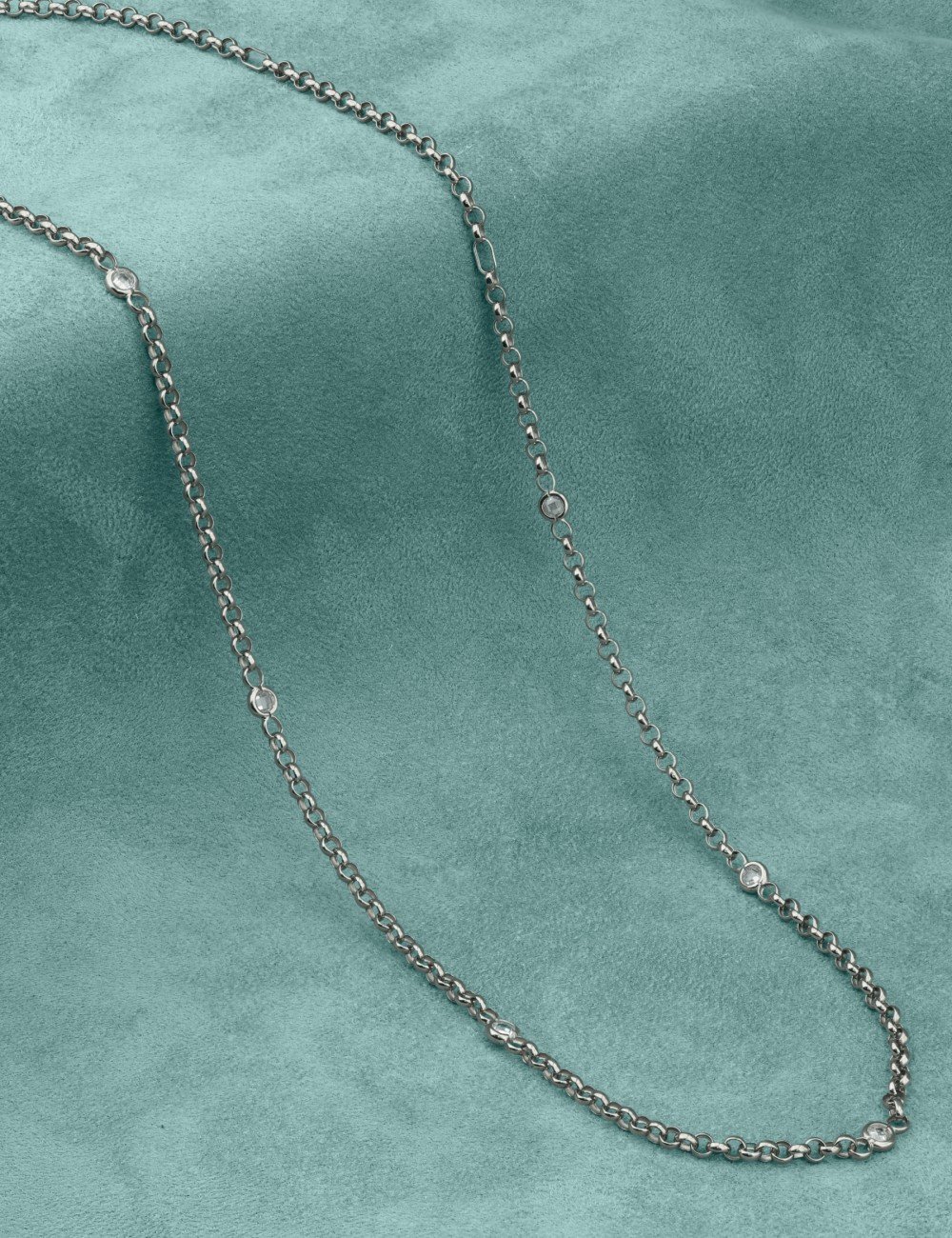 Цепь из белого золота c фианитом