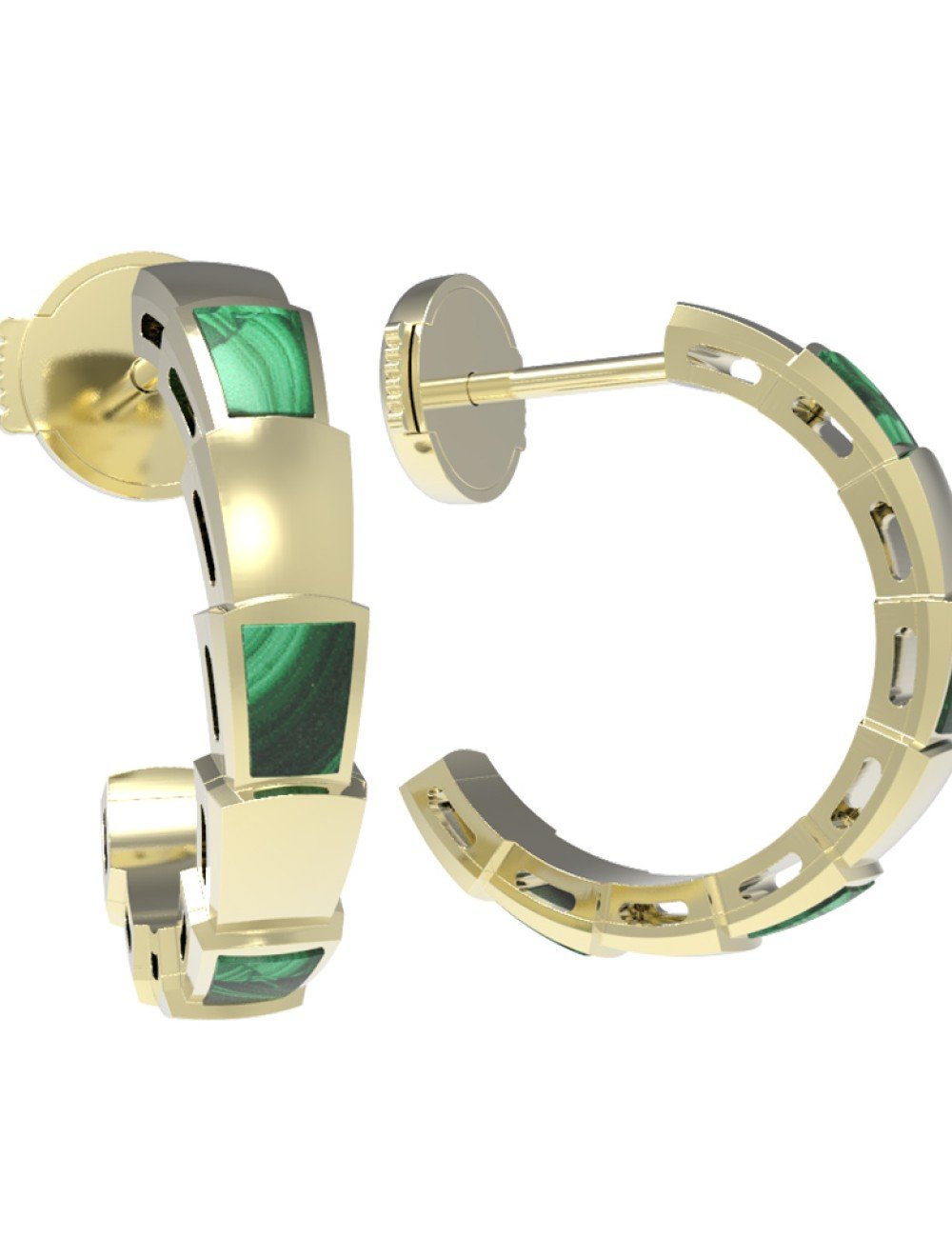 Серьги из лимонного золота c малахитом