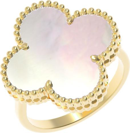 Кольцо из лимонного золота 585 пробы c перламутром