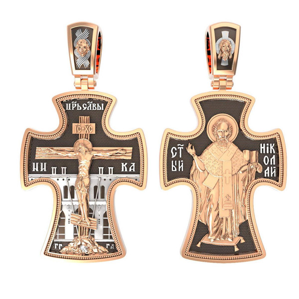 Крест из красного золота 585 пробы