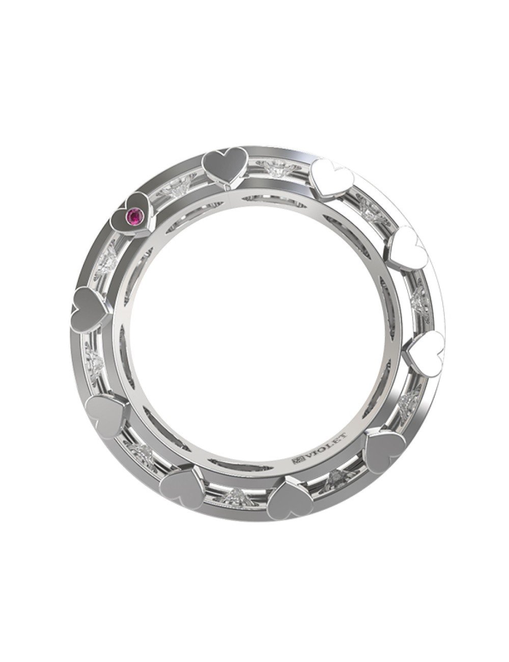 Кольцо из белого золота c бриллиантами и рубином