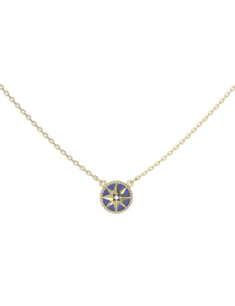 Колье из лимонного золота c бриллиантами и лазуритом