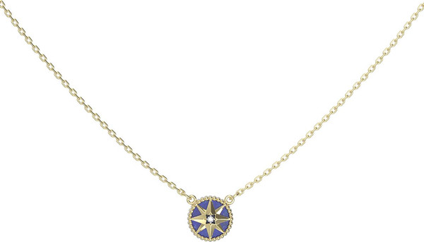 Колье из лимонного золота 585 пробы c бриллиантами и лазуритом