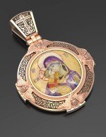 Образок из золота c эмалью, иконописью и темперой