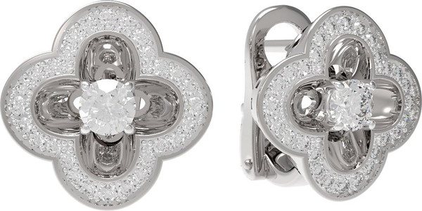 Серьги из белого золота 585 пробы c бриллиантами