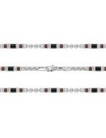 Цепь из белого золота c ониксом и кораллом