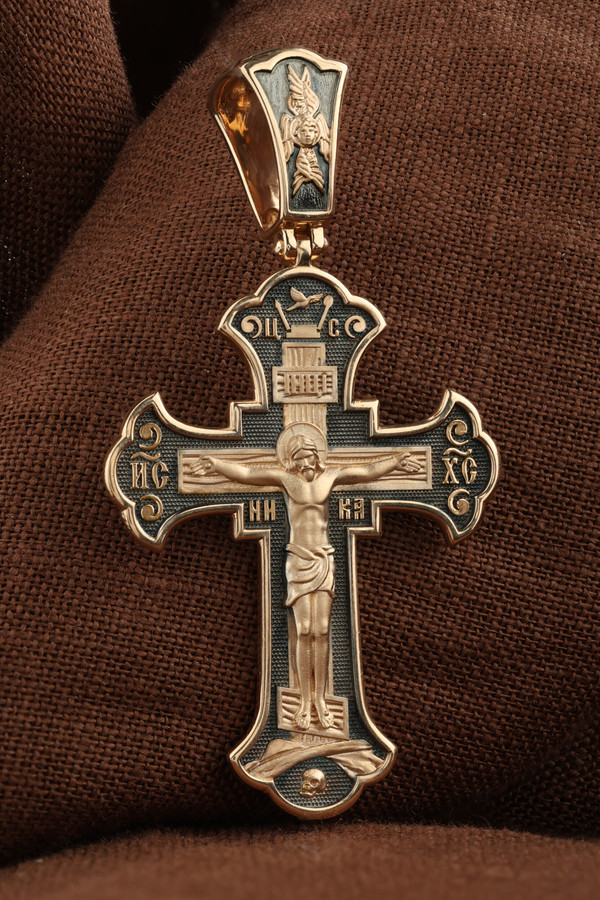 Крест из красного золота 585 пробы