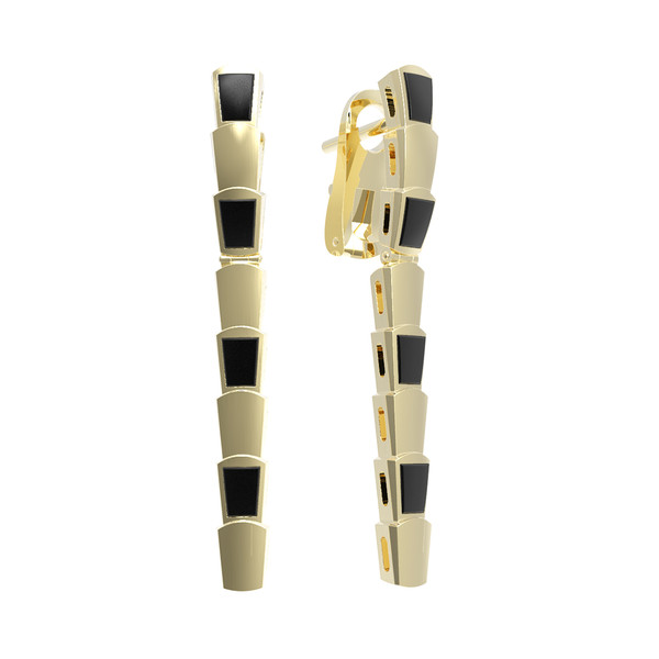 Серьги из лимонного золота 585 пробы c ониксом