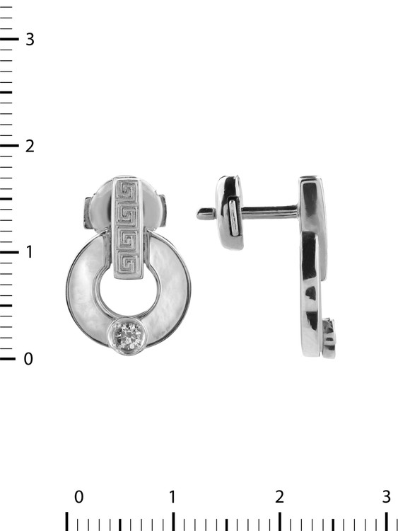 Серьги из белого золота 585 пробы c бриллиантами и перламутром