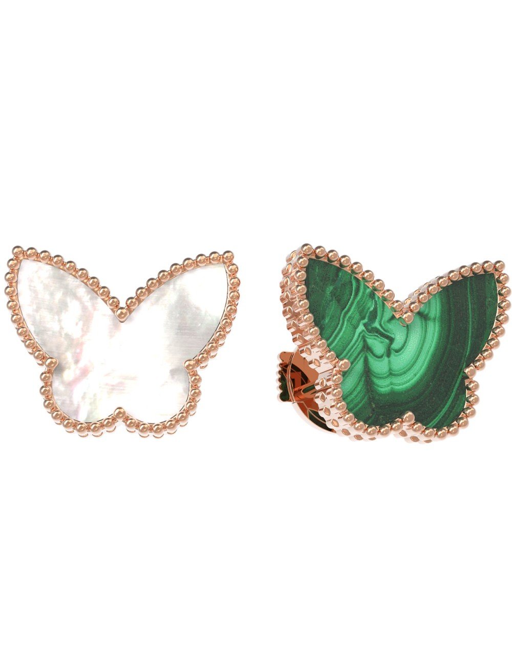 Серьги из золота c малахитом и перламутром