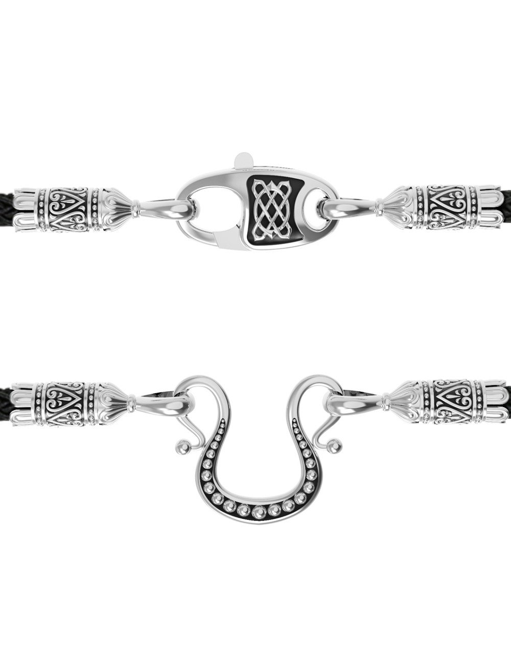 Шнурок шёлковый из белого золота c шёлковым шнурком