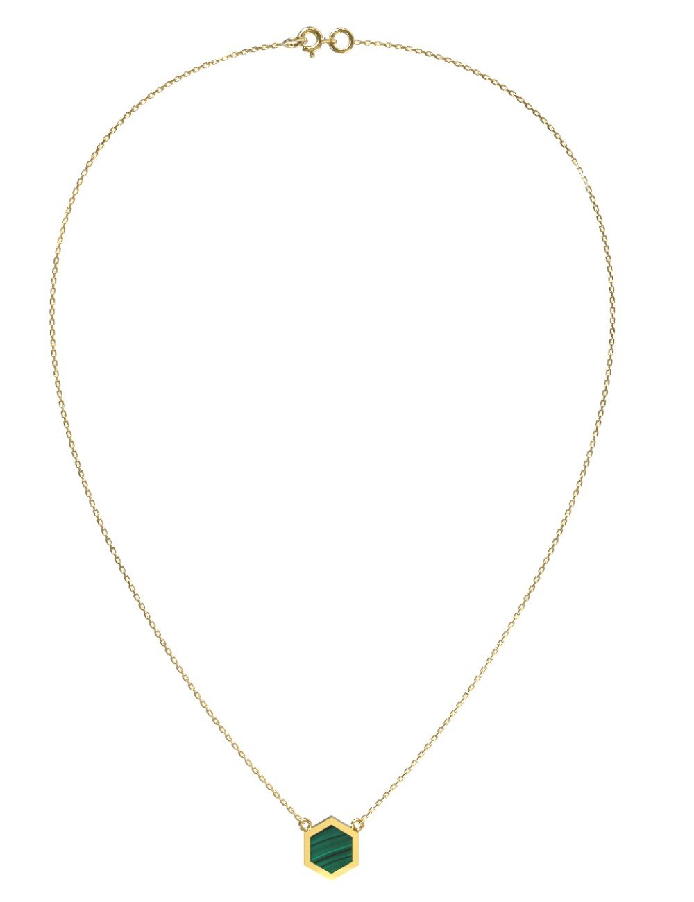 Колье из лимонного золота c малахитом