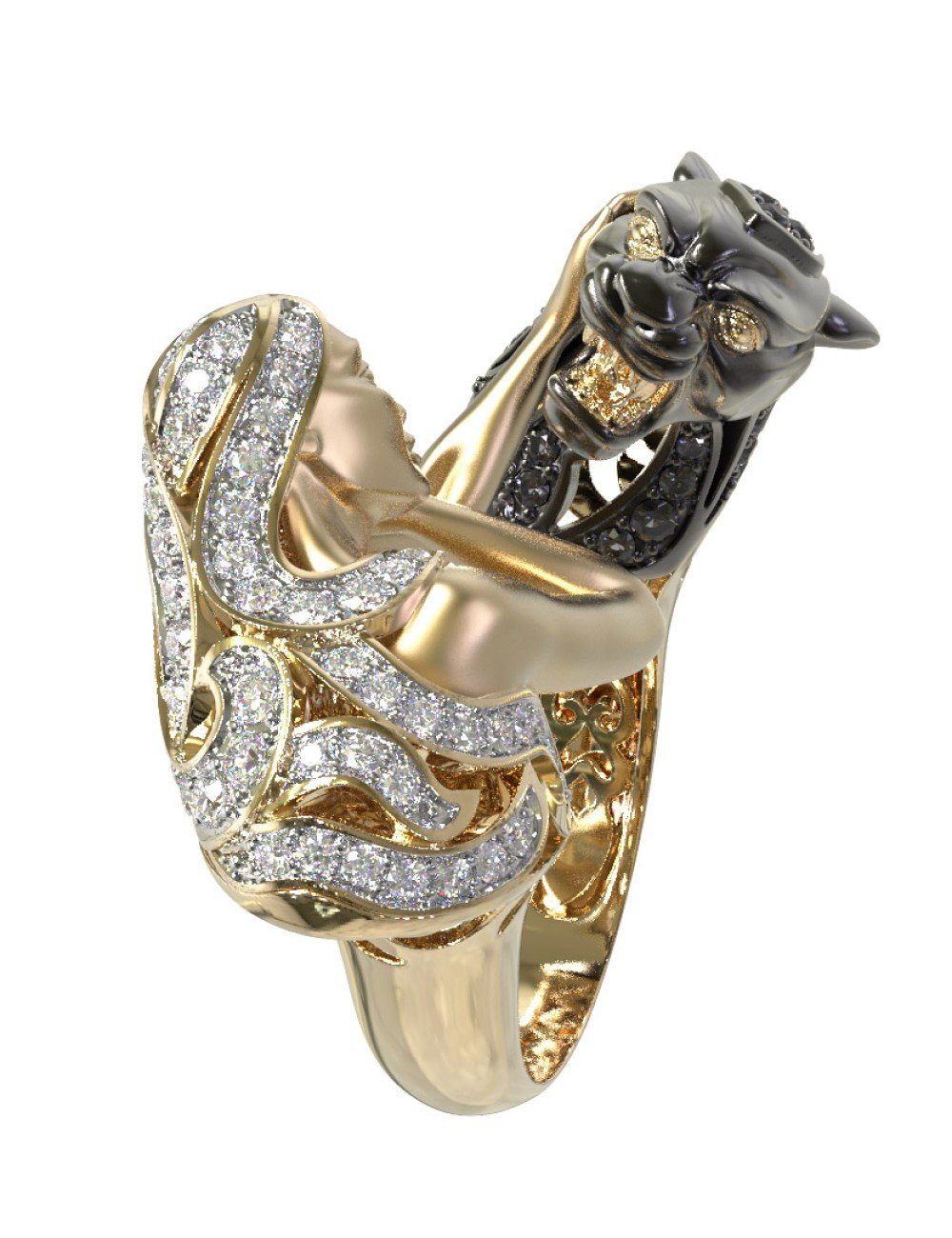 Кольцо из лимонного золота c фианитом