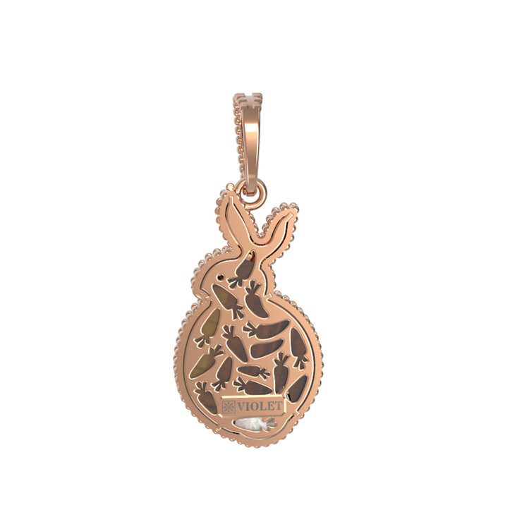 Подвеска из красного золота 585 пробы c эмалью, тигровым глазом и перламутром