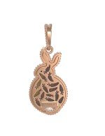 Подвеска из золота c эмалью, тигровым глазом и перламутром