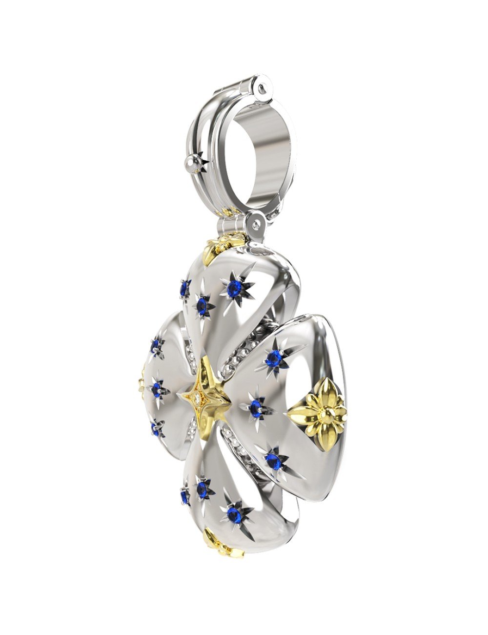 Крест из серебра и золота c фианитом, бриллиантами и рубином