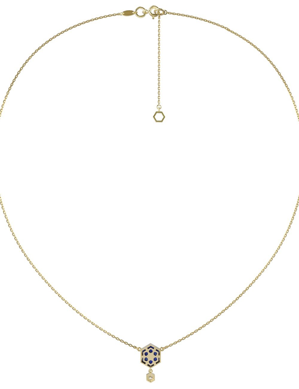 Колье из лимонного золота c бриллиантами и лазуритом