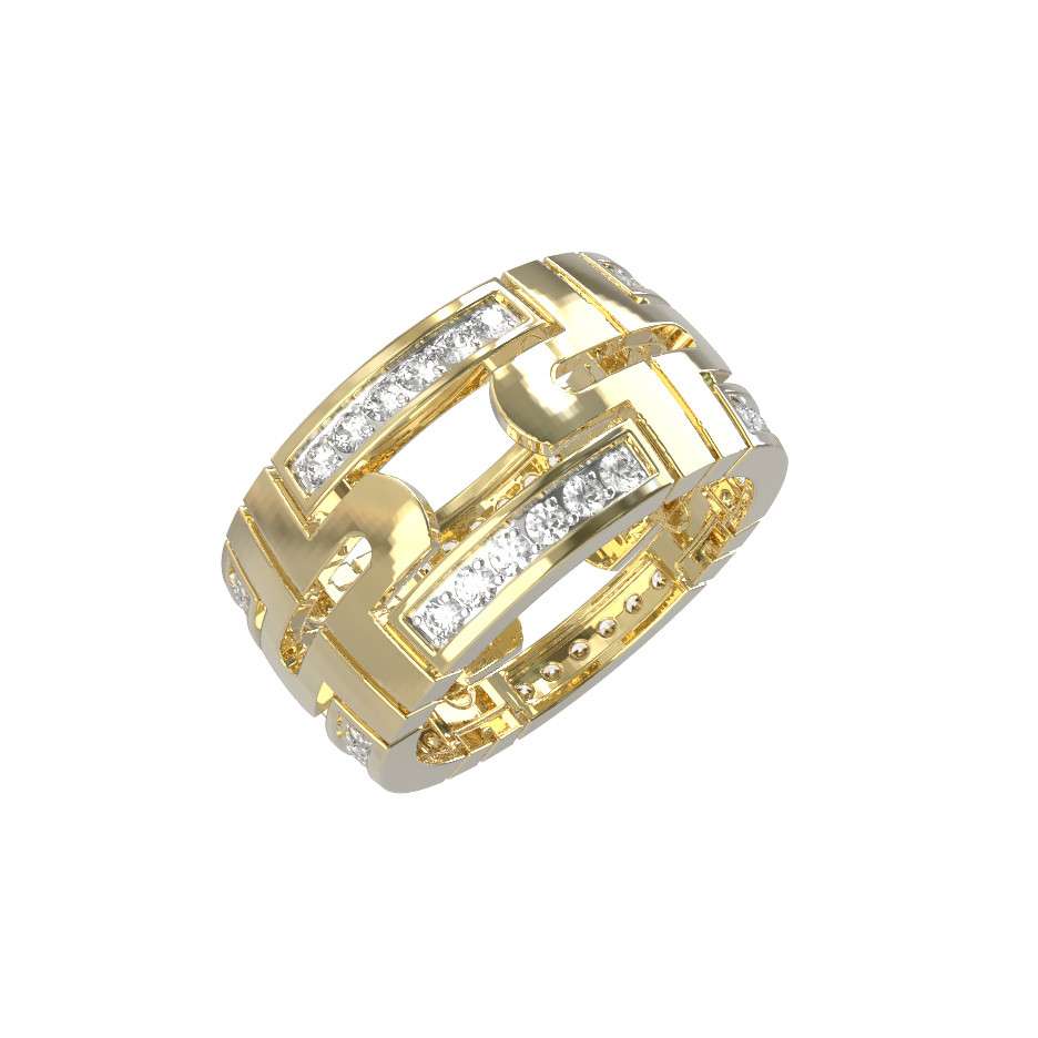 Кольцо из лимонного золота 585 пробы c бриллиантами