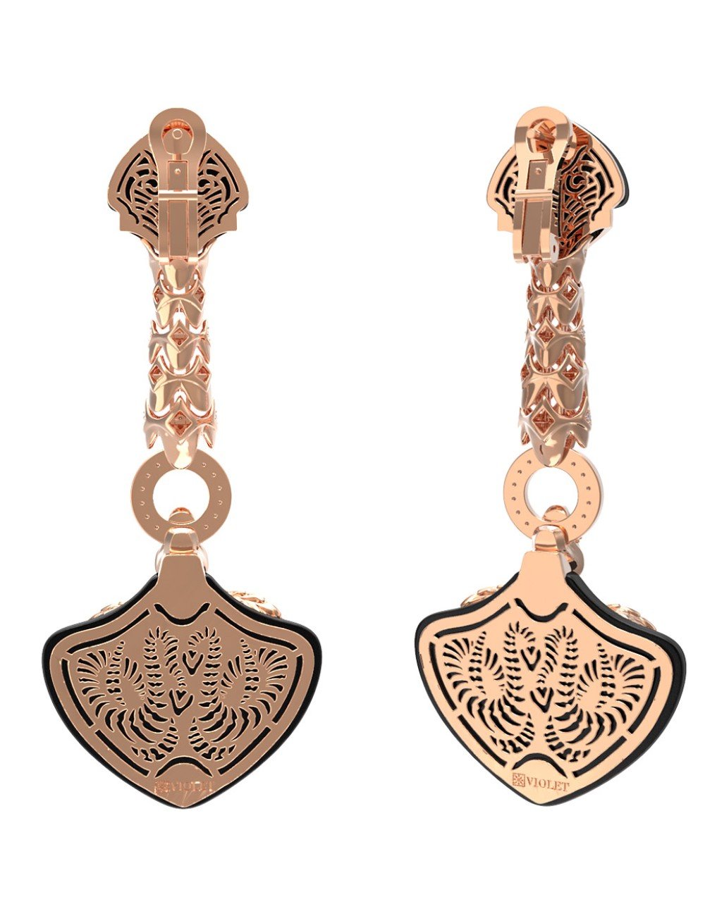 Серьги из золота c бриллиантами и ониксом