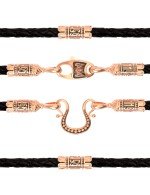 Гайтан из золота c кожаным шнурком