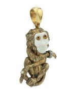 Подвеска из лимонного золота c эмалью, бриллиантами, рубином и бивнем мамонта