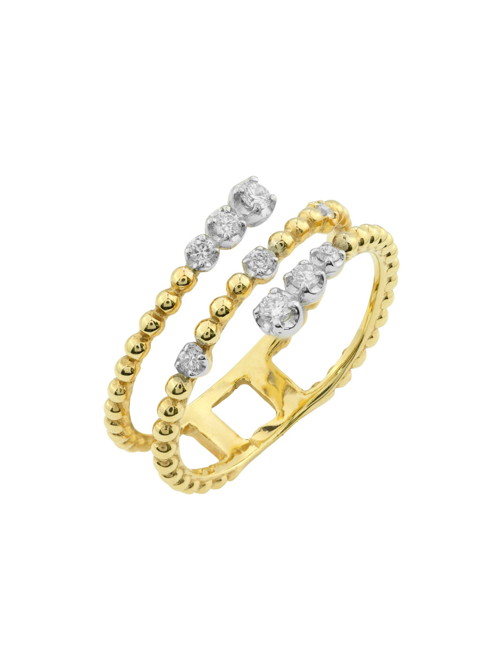 Кольцо из лимонного золота 585 пробы c бриллиантами