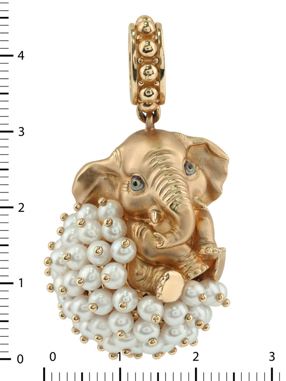 Подвеска из красного золота 585 пробы c эмалью и жемчугом