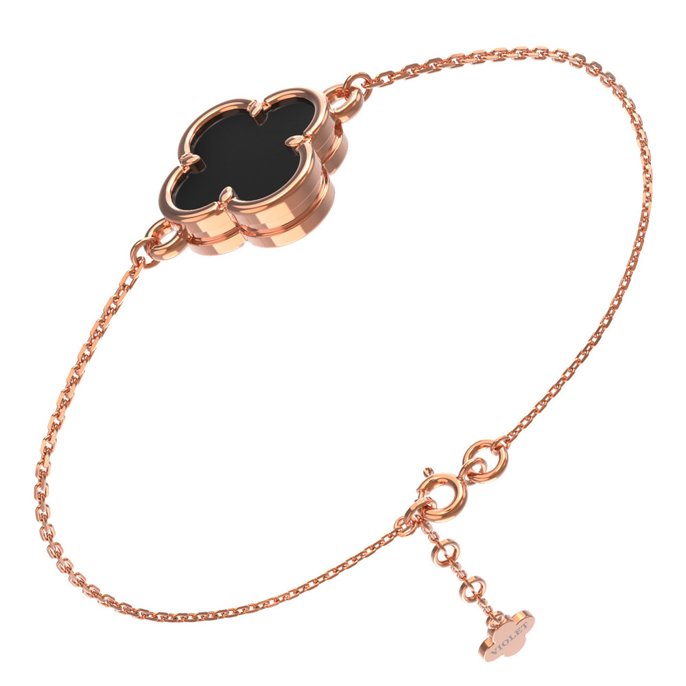 Браслет из красного золота 585 пробы c ониксом