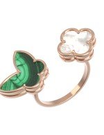 Кольцо из золота c малахитом и перламутром