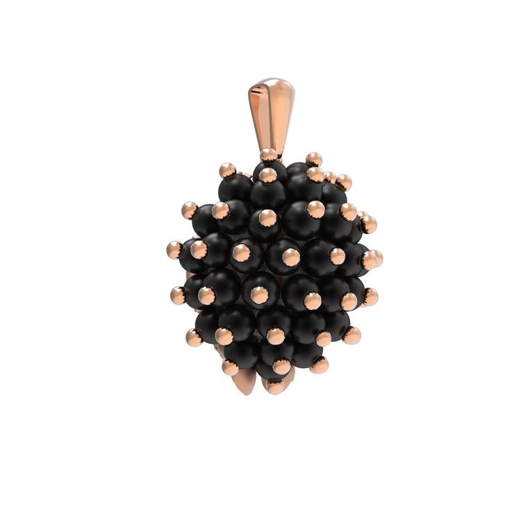 Подвеска из красного золота 585 пробы c эмалью и ониксом