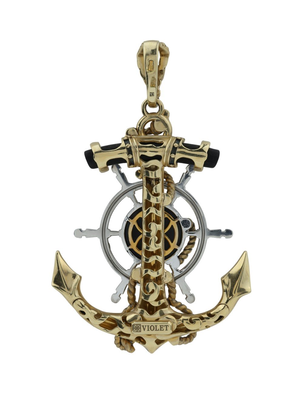 Подвеска из лимонного золота c ониксом и эбеновым деревом