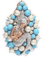 Подвеска из золота c жемчугом и бирюзой