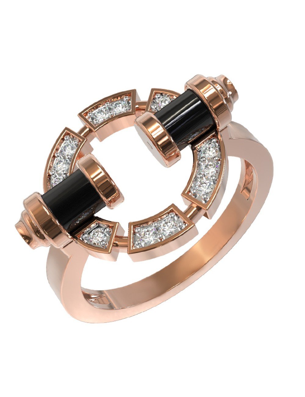 Кольцо из золота c бриллиантами и ониксом