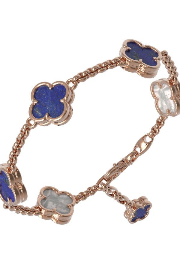 Браслет из золота c лазуритом и перламутром